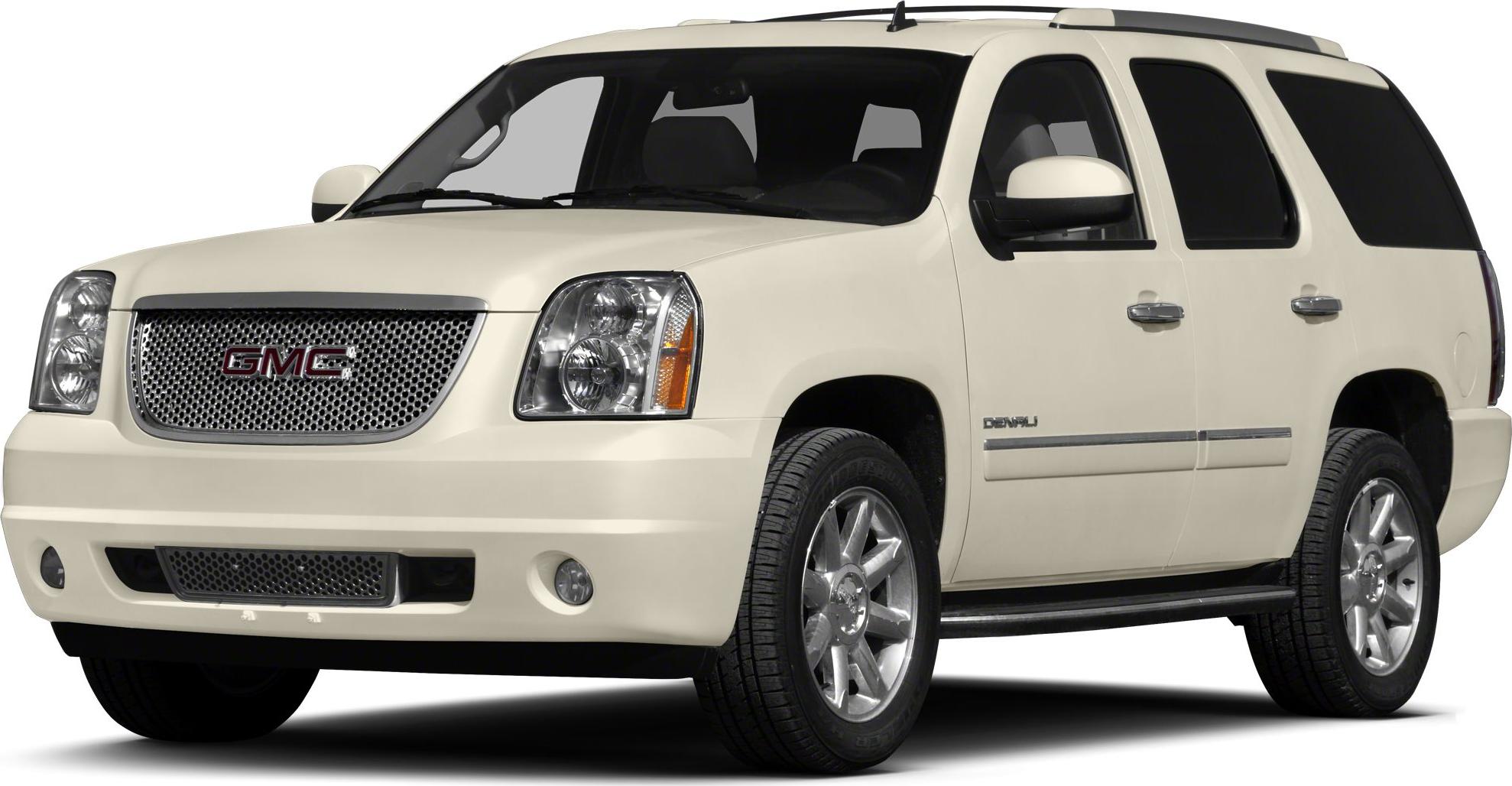 Large SUV with chrome mesh grille and Denali trim details