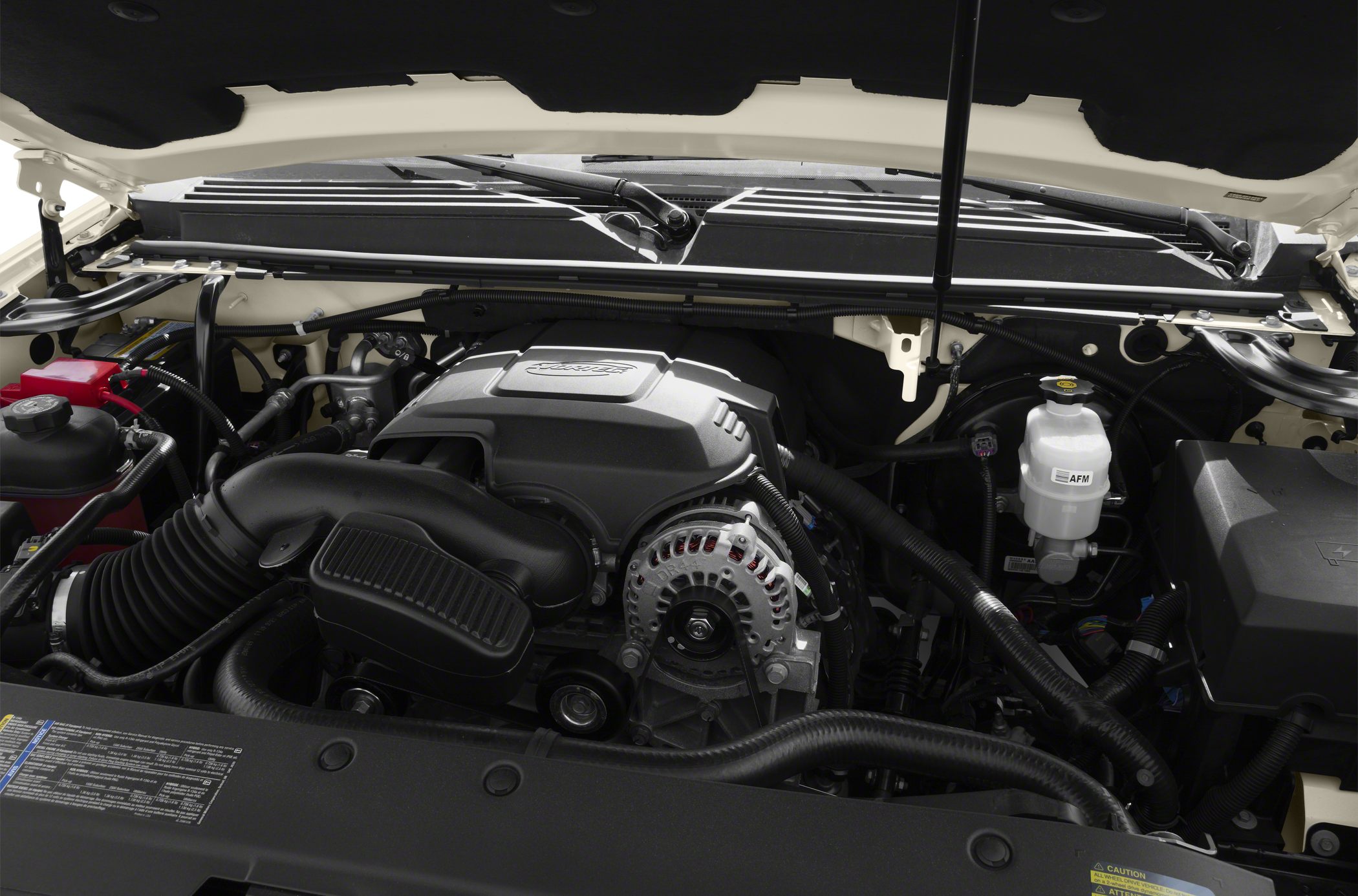 Close-up of engine bay showing core engine components and layout