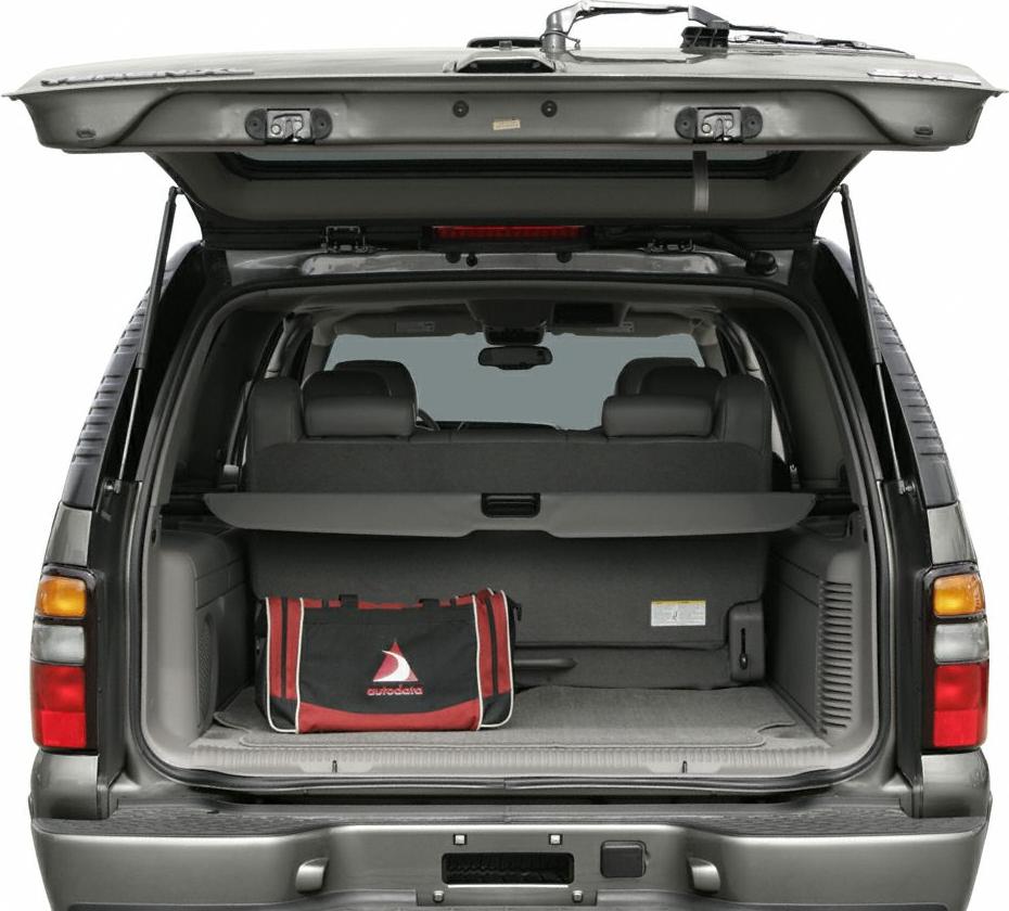 Open tailgate with spacious rear cargo area and retractable cargo cover