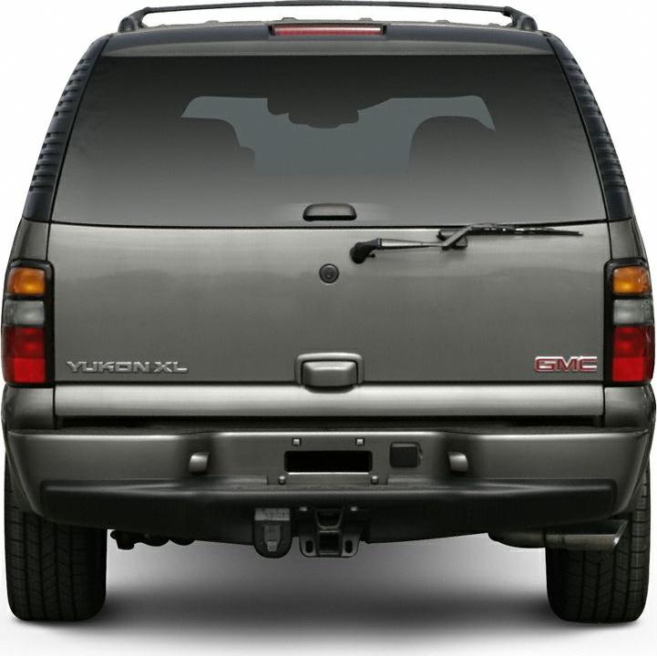 Rear view with tailgate, rear wiper, and trailer hitch