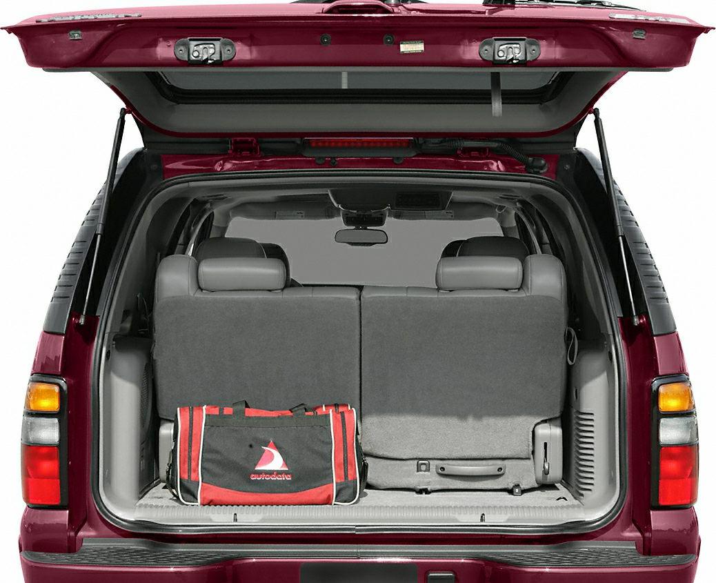 Spacious rear cargo area with foldable seats and rear hatch open