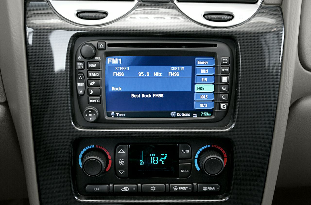Infotainment system with FM radio and climate control panel