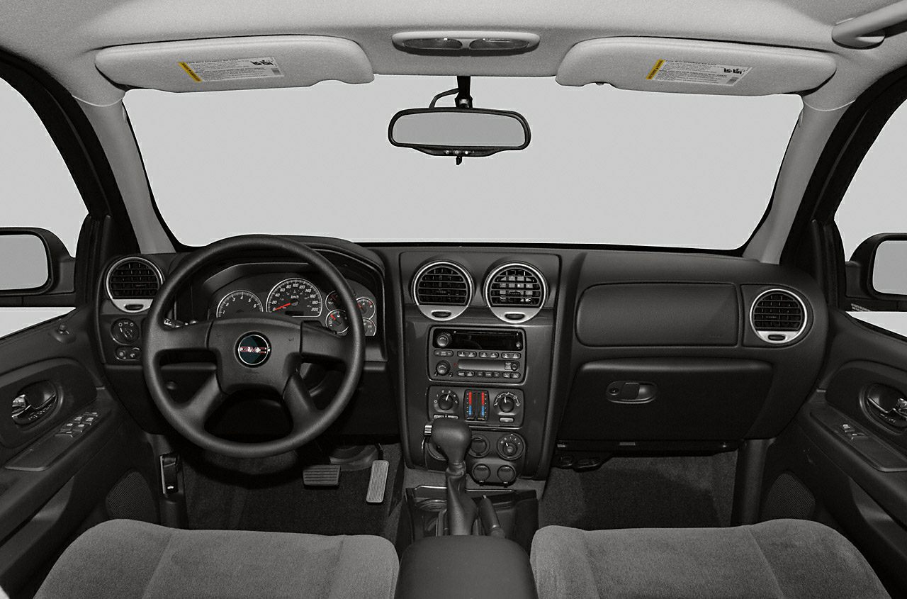Dashboard with steering wheel, center console, and dual air vents