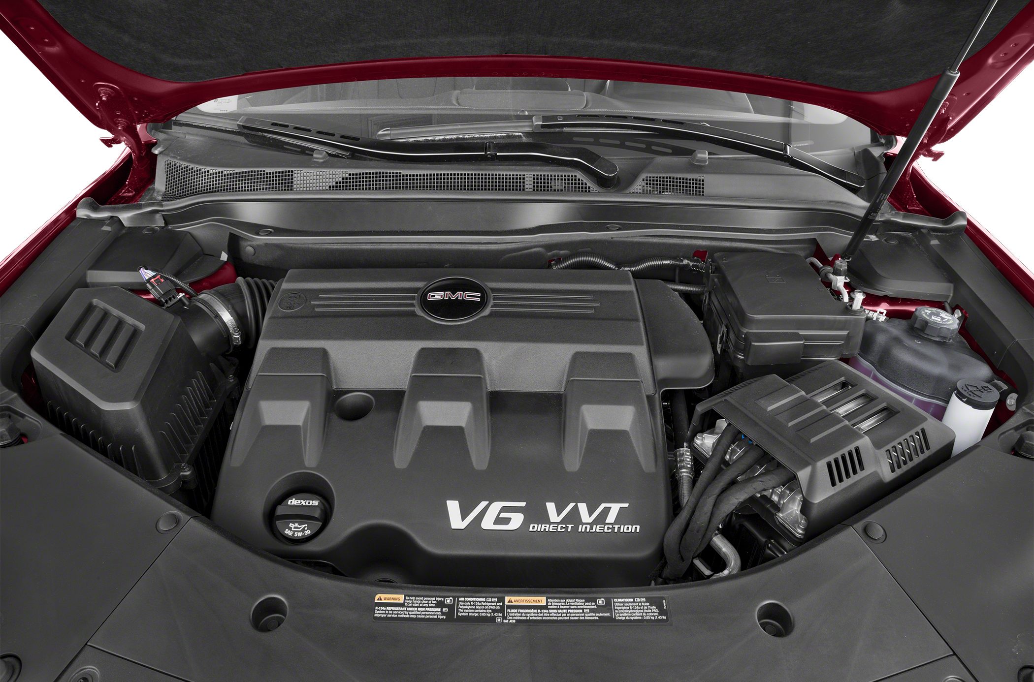 Engine bay with V6 VVT direct injection and engine cover
