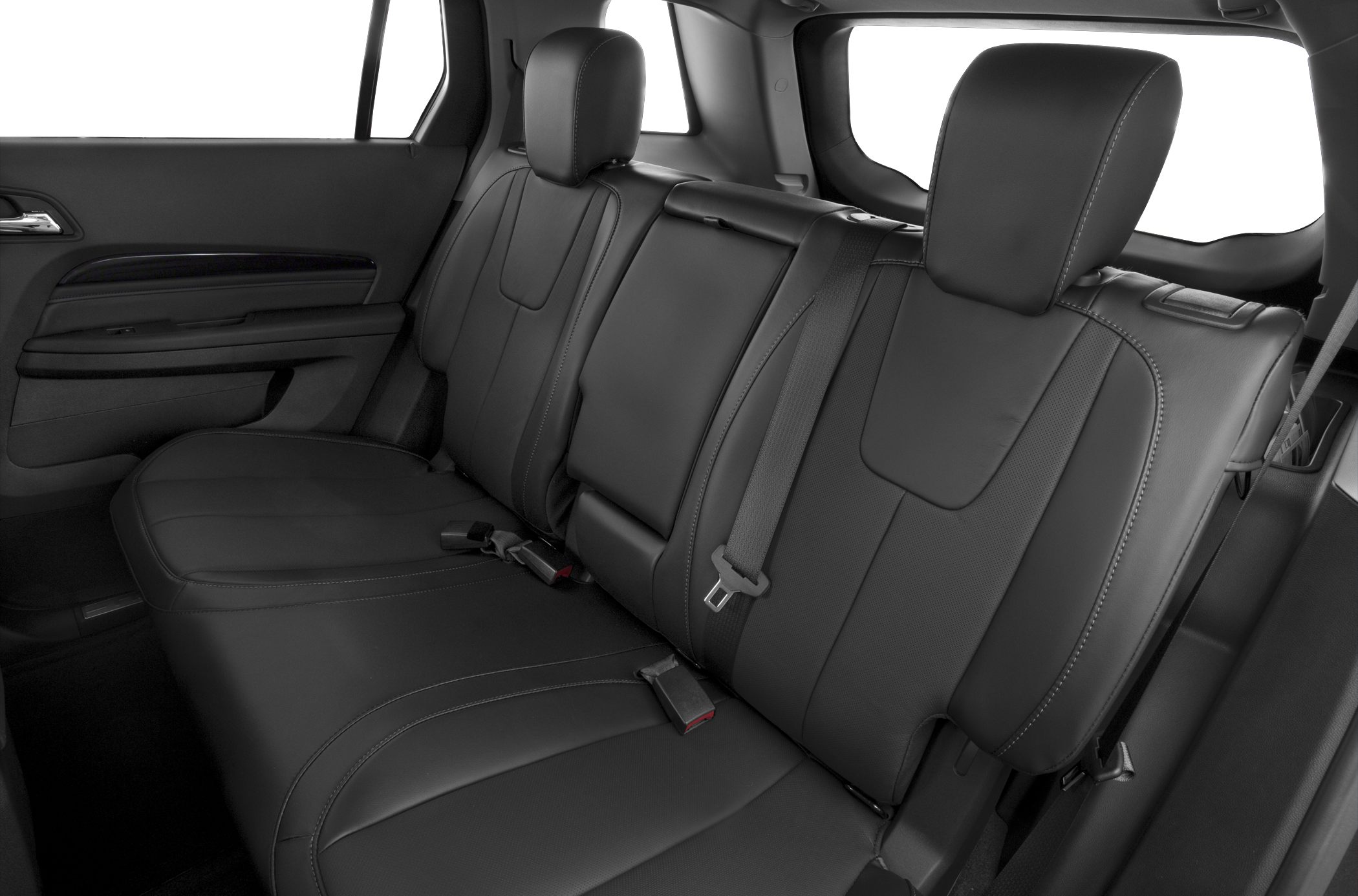Black leather rear seats with seat belts and headrests