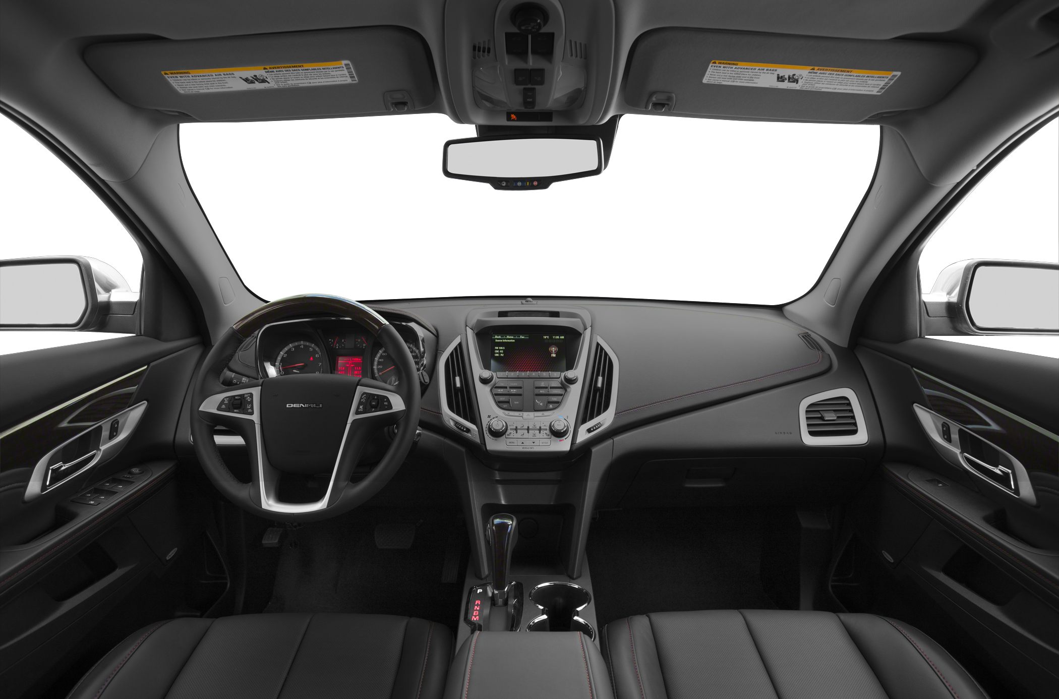 Dashboard and steering wheel with center console and controls