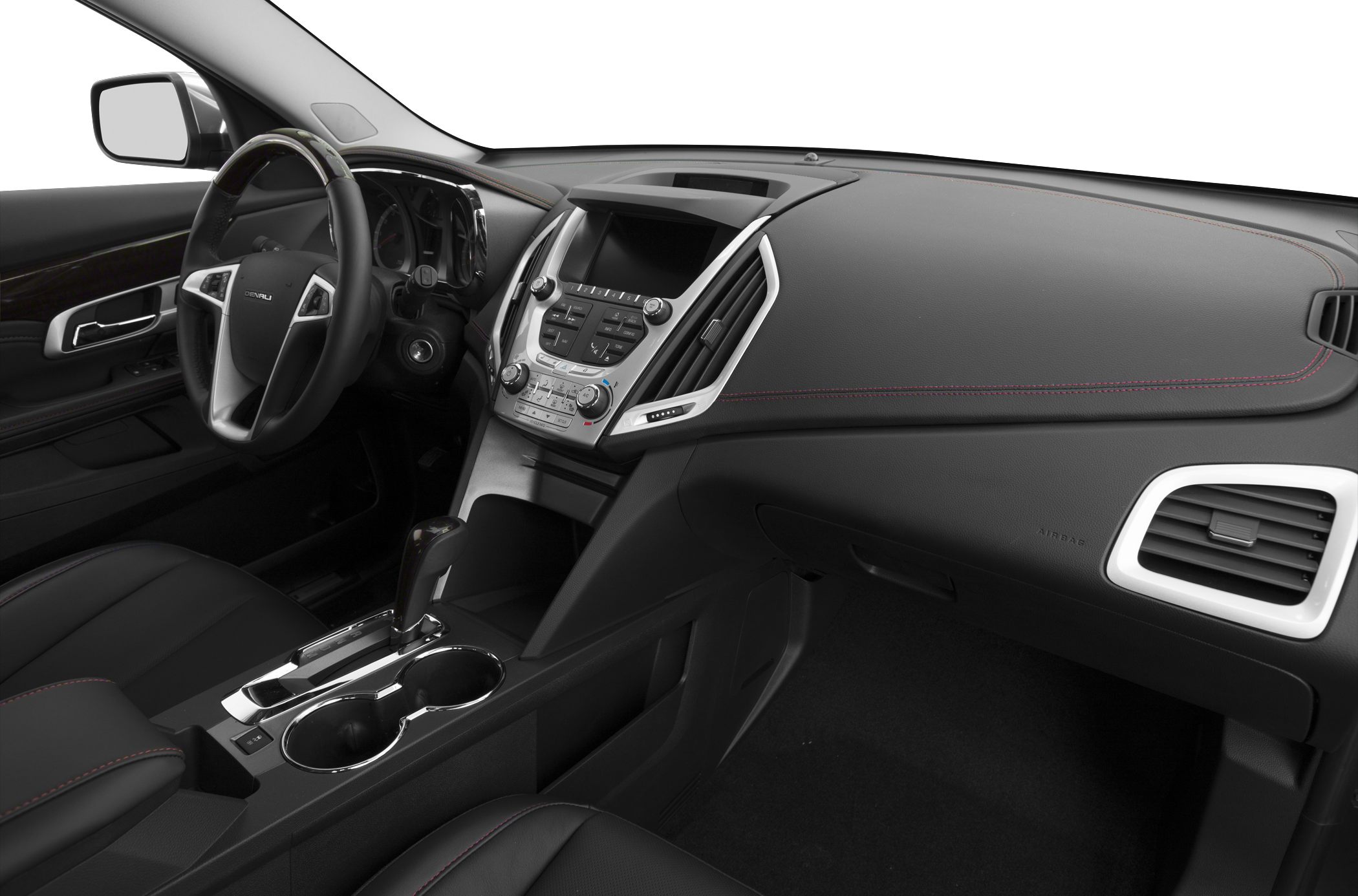 Modern dashboard and center console with multifunction steering wheel