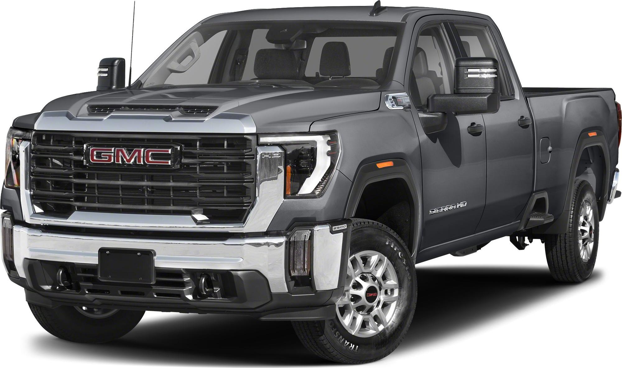 Front view of a heavy-duty pickup with regular cab and long bed