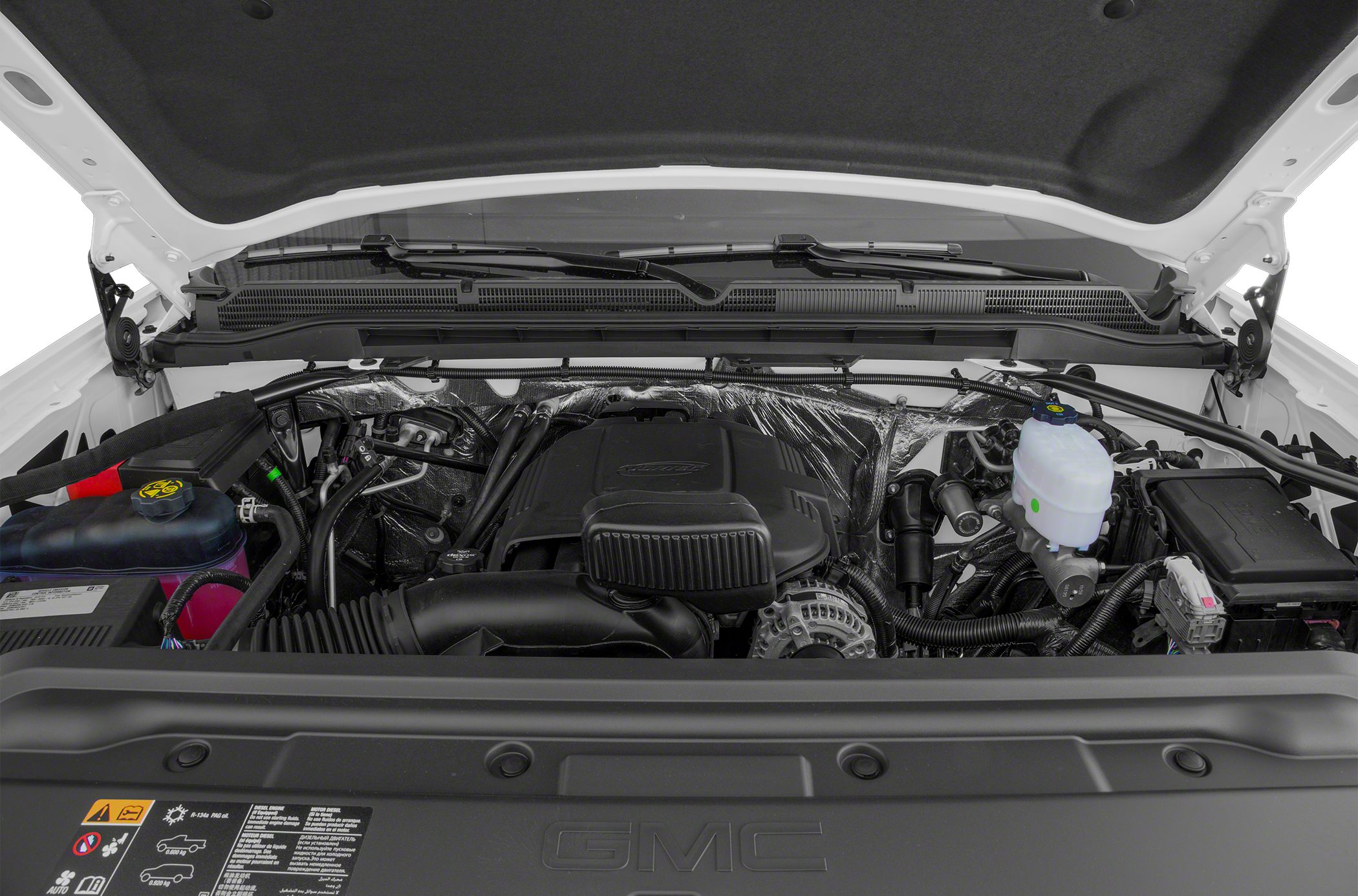 Engine bay with visible components under the hood