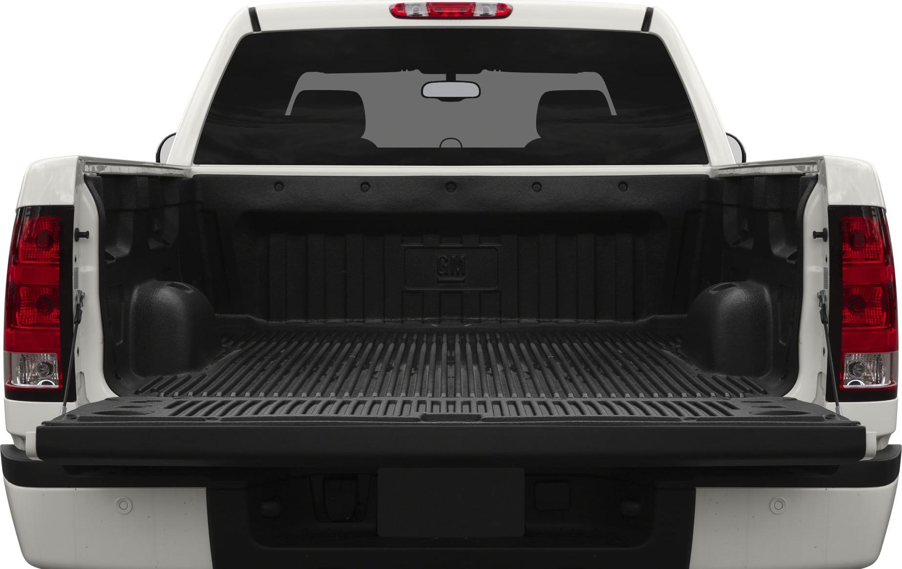Open truck bed with cargo liner and tailgate