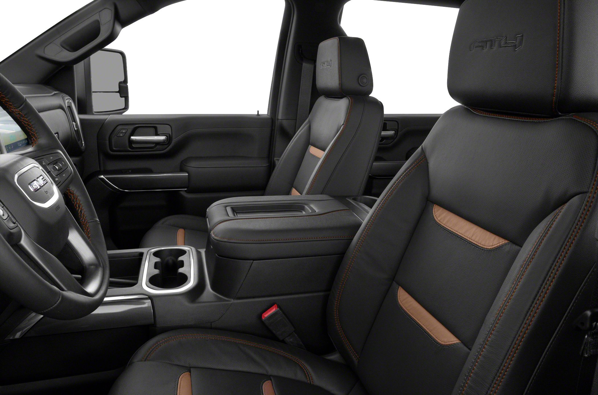 Luxury leather seats and advanced center console in truck cabin