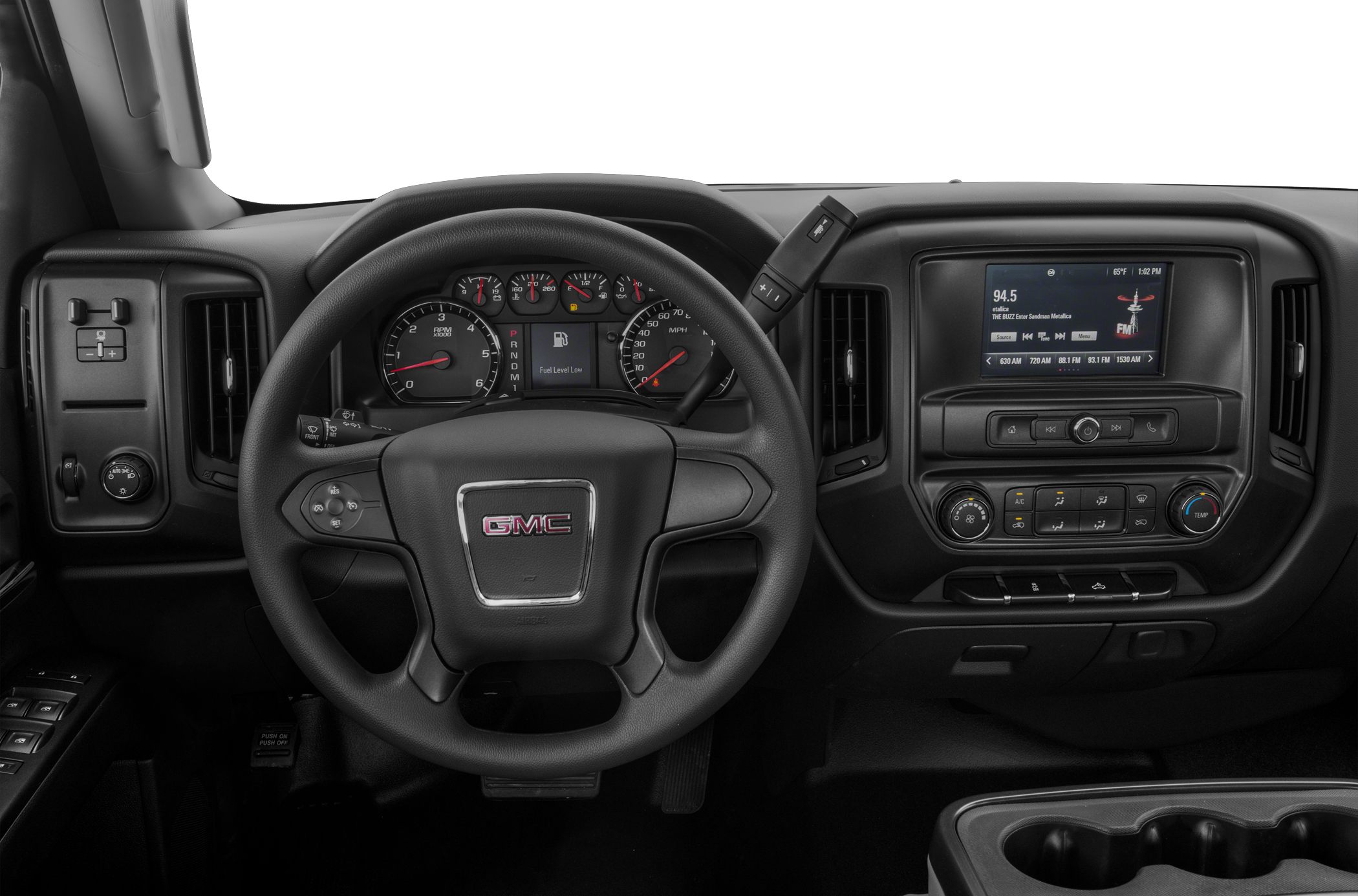 Steering wheel, instrument cluster, infotainment system, dashboard controls