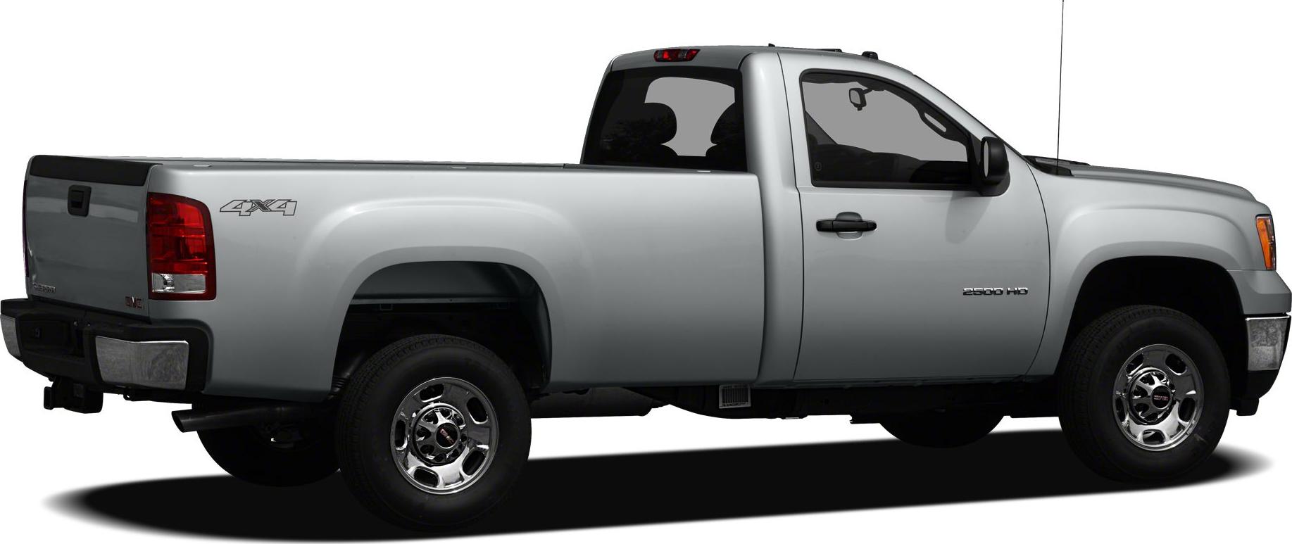 Side profile of facelifted heavy-duty pickup with crew cab and standard box