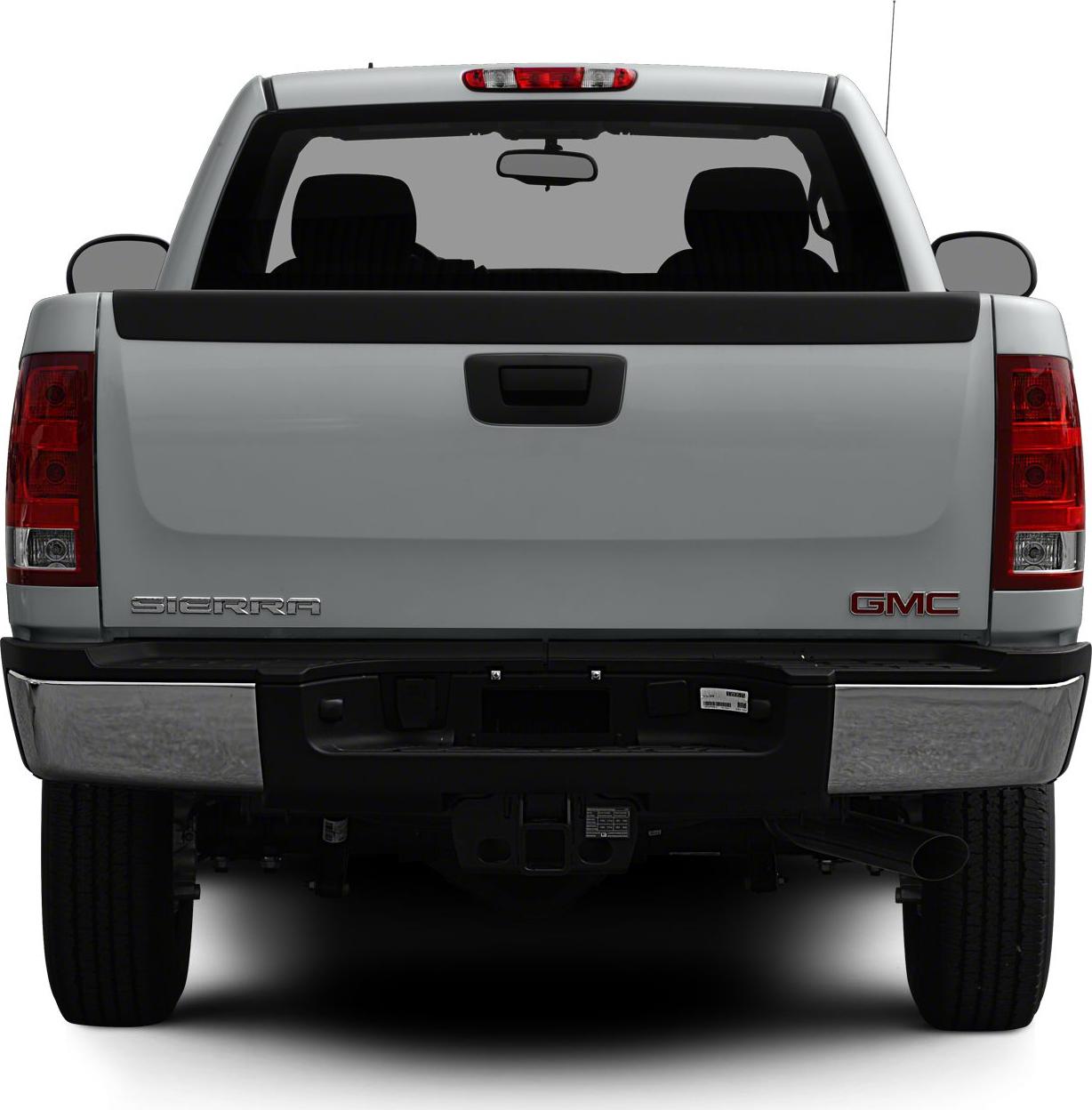 Rear view of pickup truck tailgate and lights