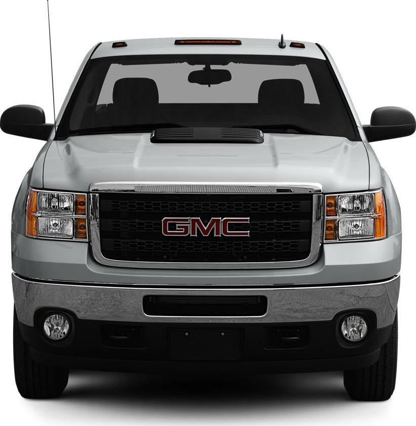 Bold grille and hood scoop on heavy duty truck front