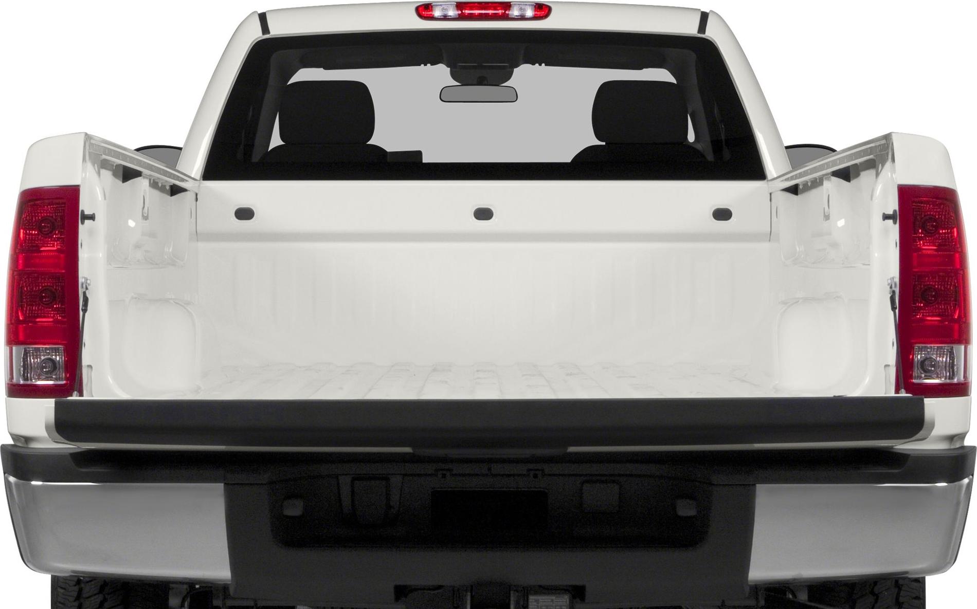 Open long cargo truck bed with rear taillights