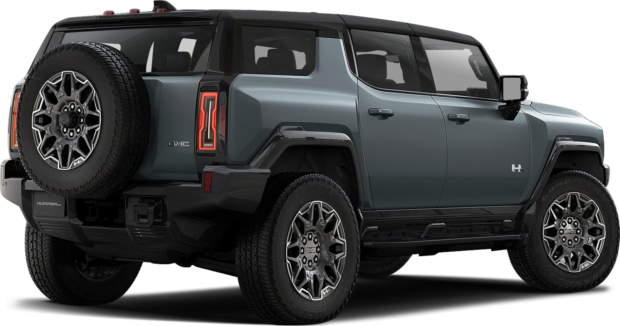 Rear and side view of SUV with spare tire and LED tail lamps