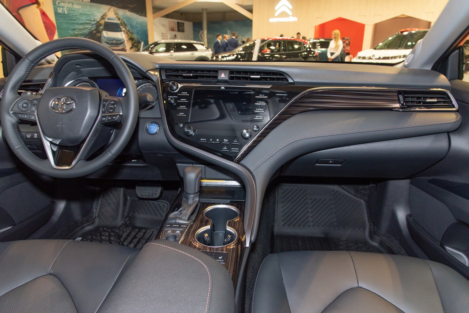 Steering wheel, digital dashboard, central console with multimedia controls