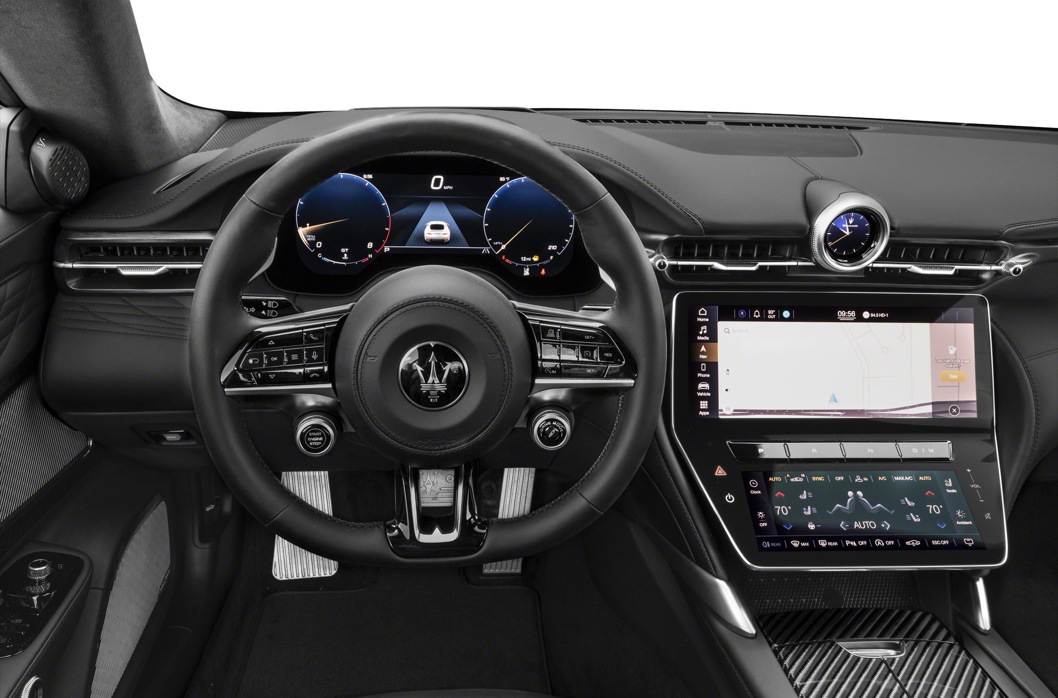 Digital dashboard and luxury steering wheel with infotainment display