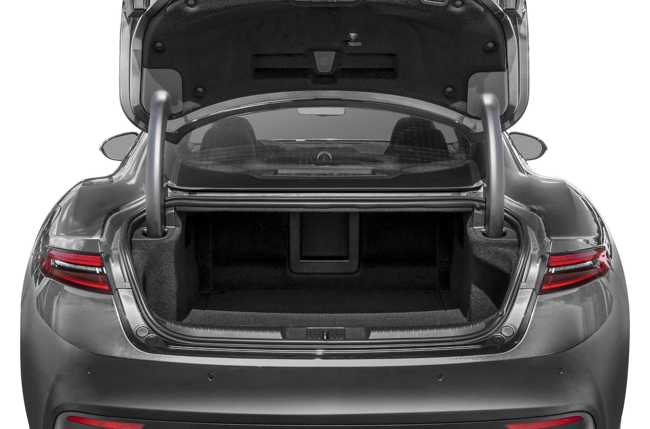Spacious open trunk with rear seats visible