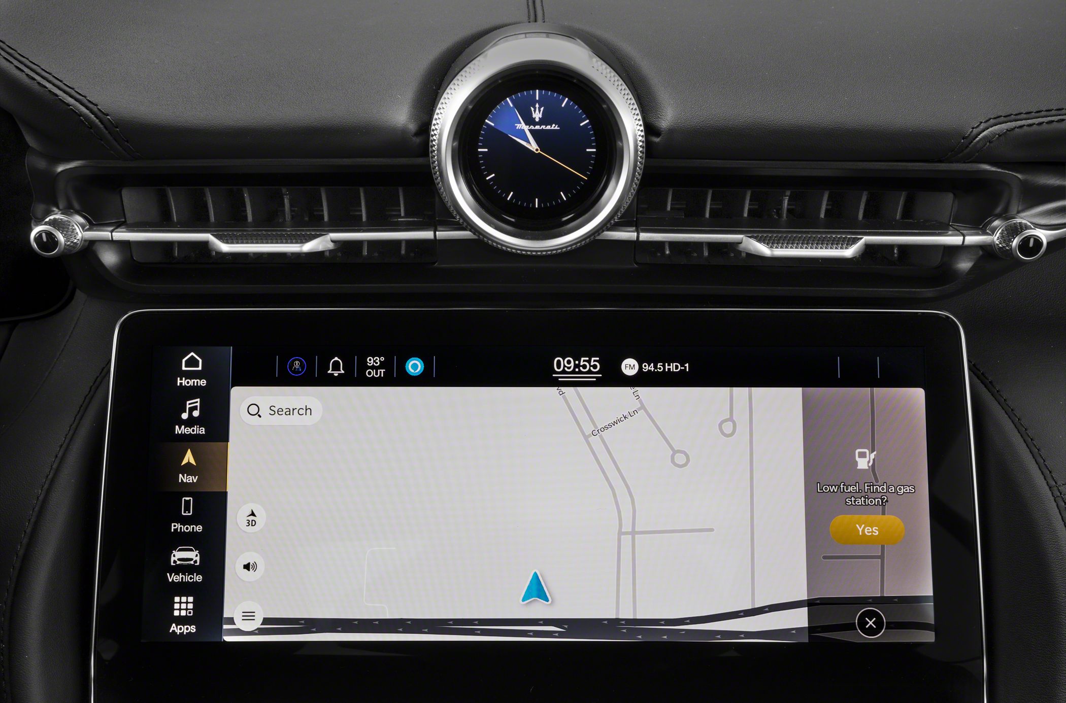 Luxury analog clock and digital infotainment navigation display