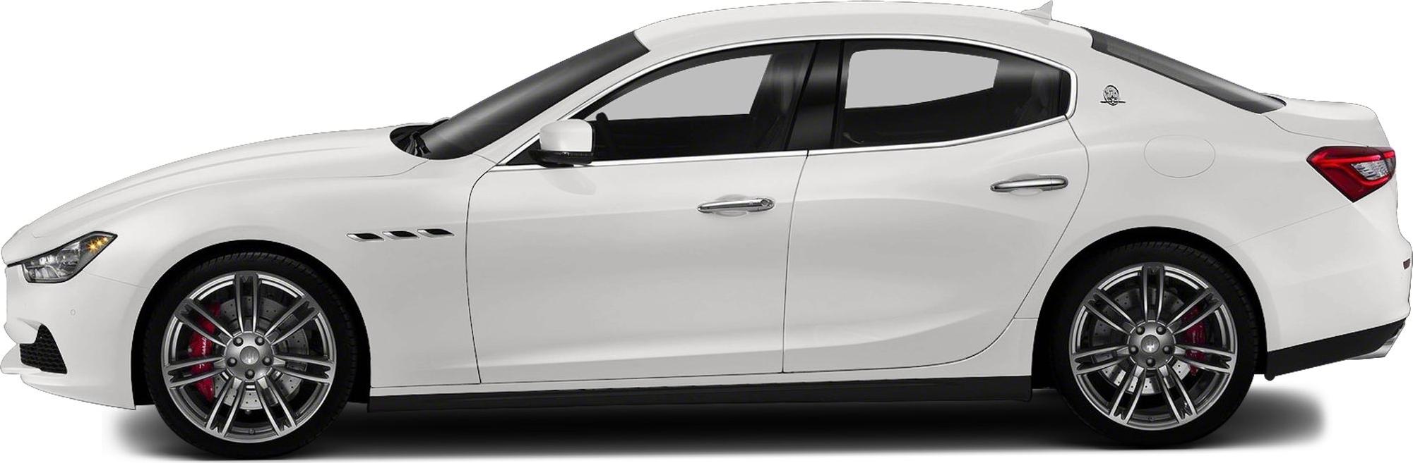 Luxury white sedan side profile with sports wheels and red brake calipers