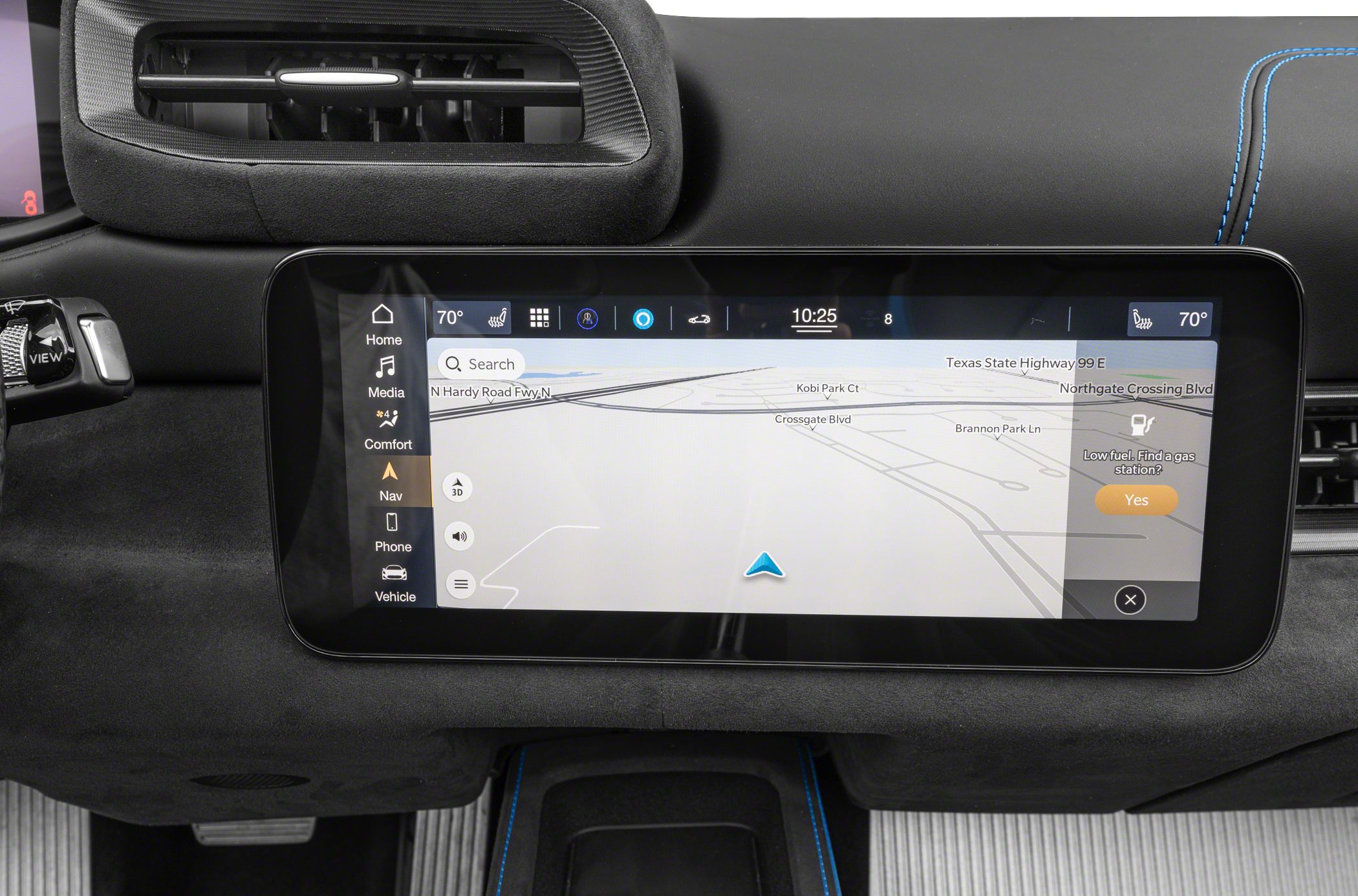Touchscreen infotainment display with navigation and various controls