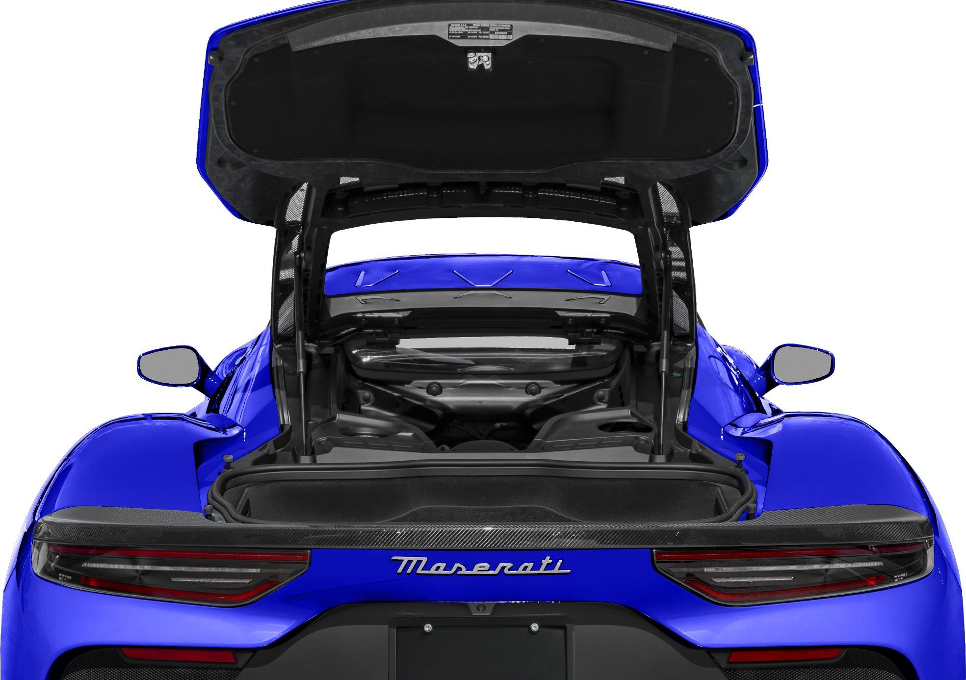 Mid-engine trunk open showing rear and taillights