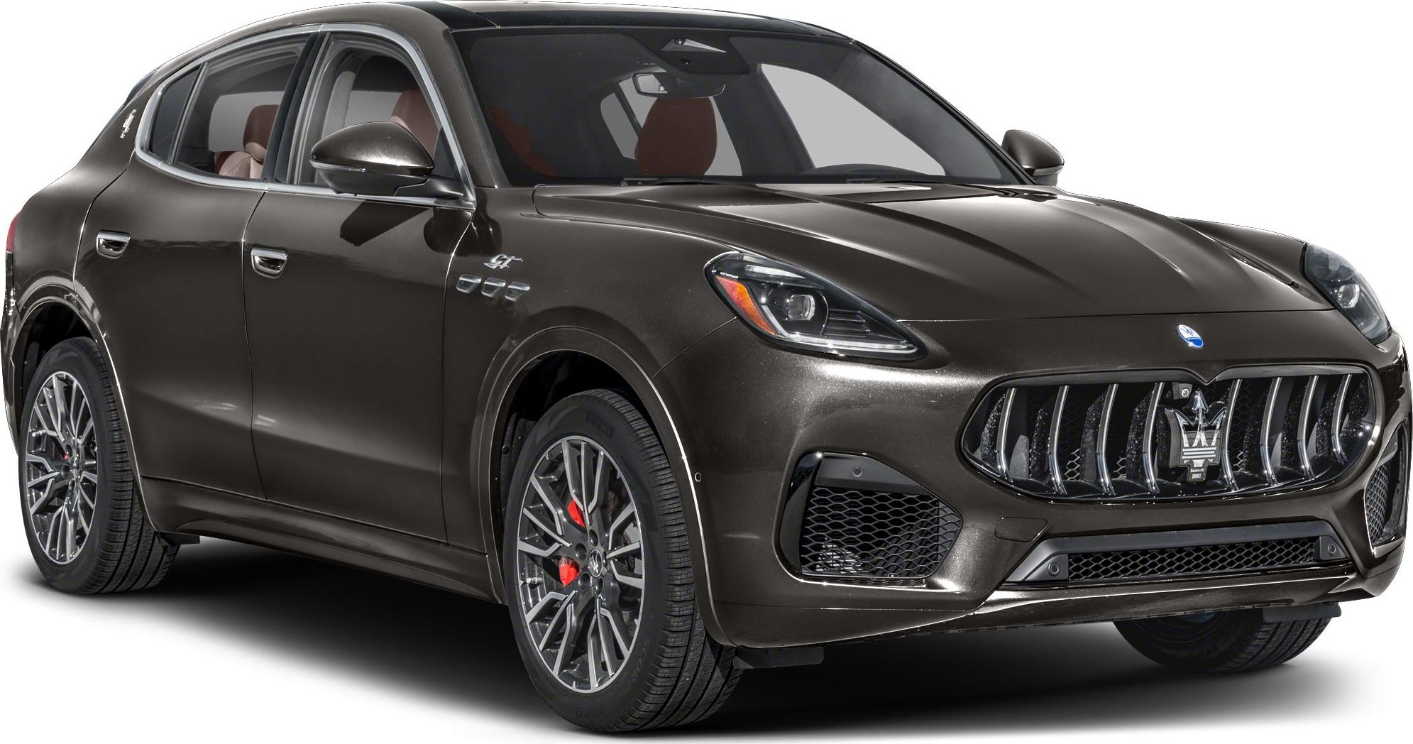 Front view of a luxury SUV with distinctive grille and LED headlights