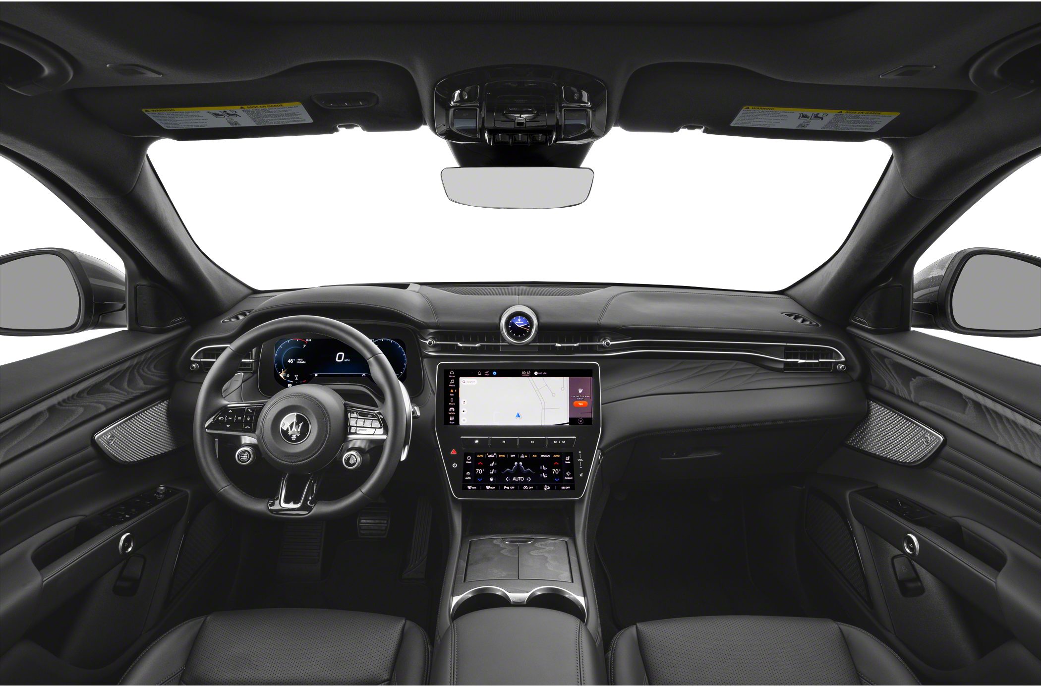 Digital dashboard and dual touchscreen infotainment system inside luxury SUV