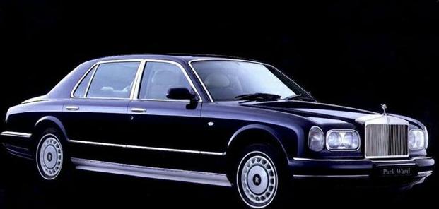 Classic luxury sedan with prominent grille and elegant silhouette