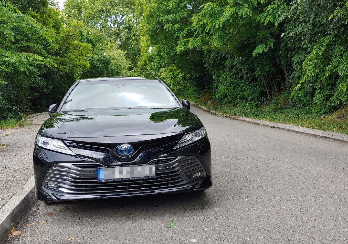 Front grille and headlights of a modern sedan