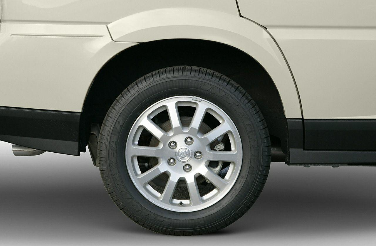 Close-up of alloy wheel and tire on SUV