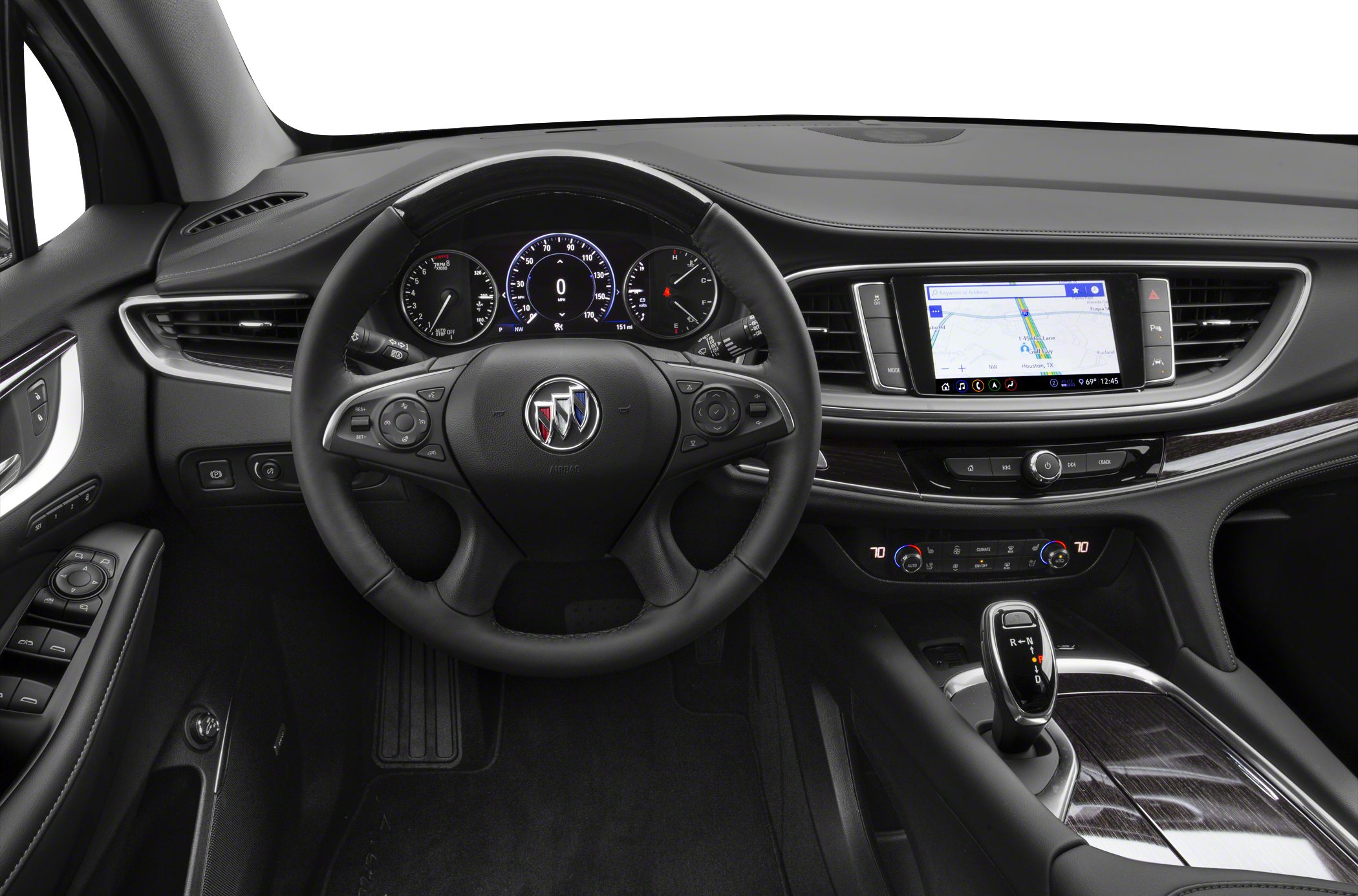 Digital dashboard, multifunction steering wheel, touchscreen navigation display