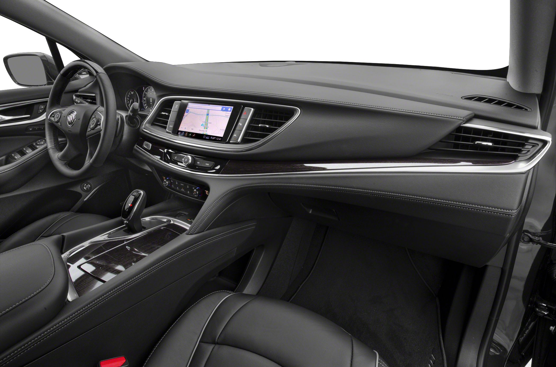 Modern car dashboard with touchscreen and premium center console