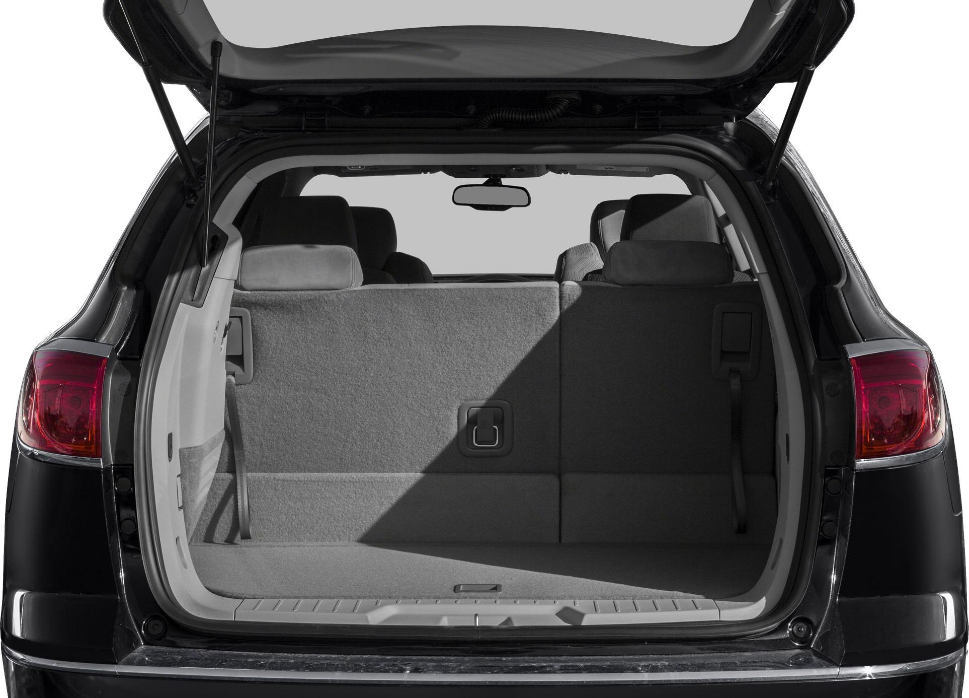 Spacious SUV rear cargo area with split-fold rear seats and open hatch
