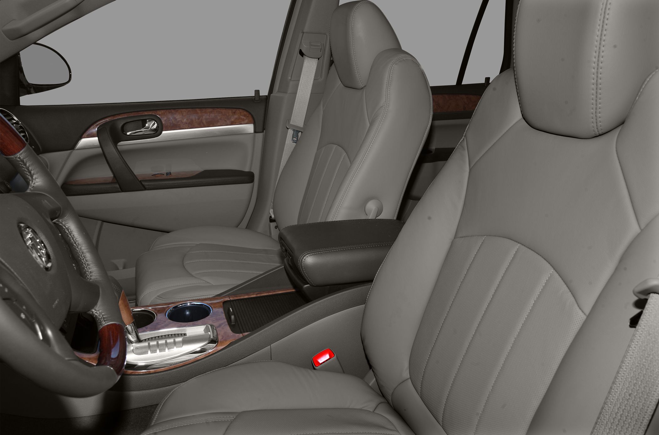 Leather front seats with wood trim interior details