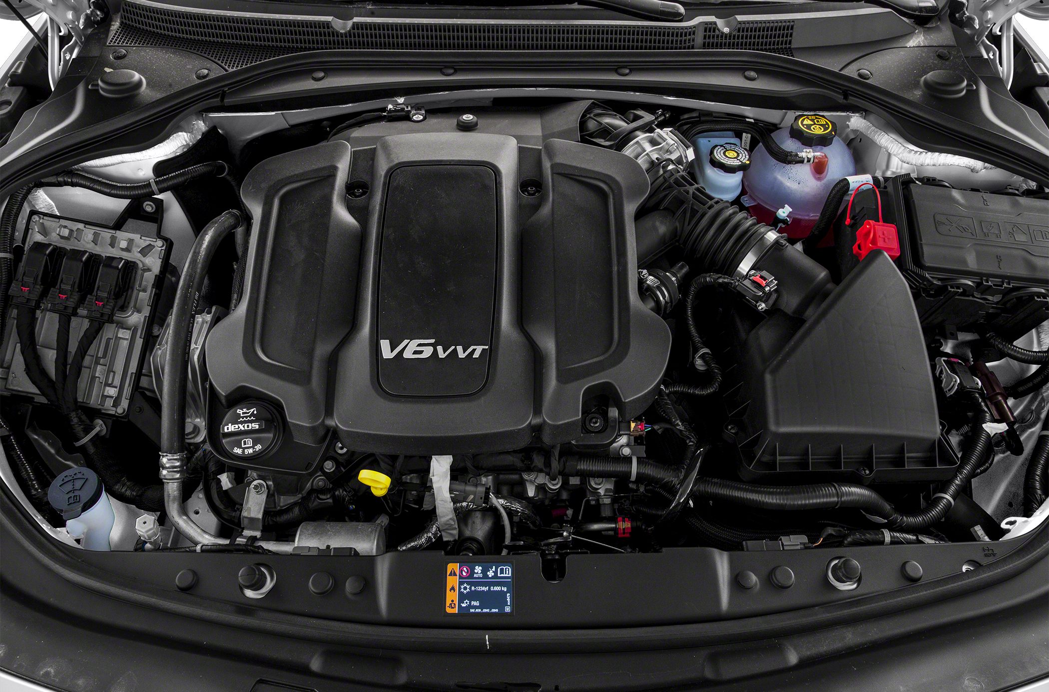 V6 VVT engine with oil cap and air intake system