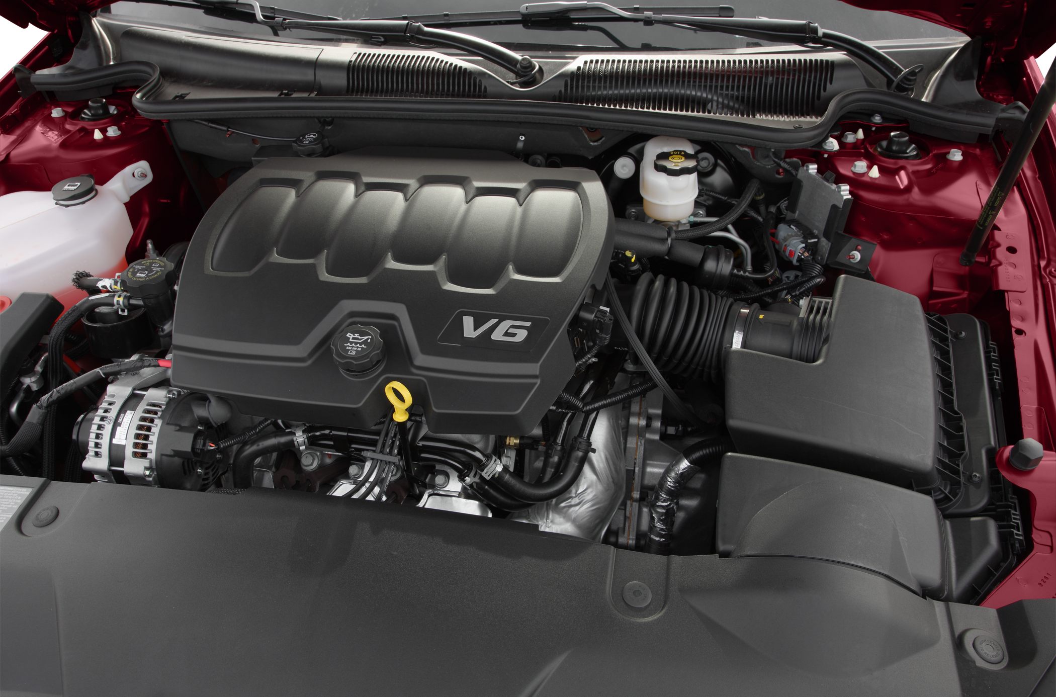 V6 engine compartment with clean layout and visible components