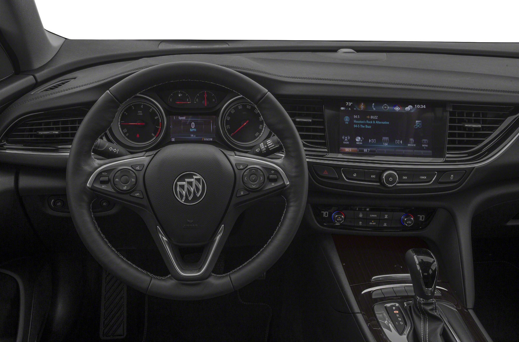 Steering wheel, digital dashboard, infotainment screen, climate control