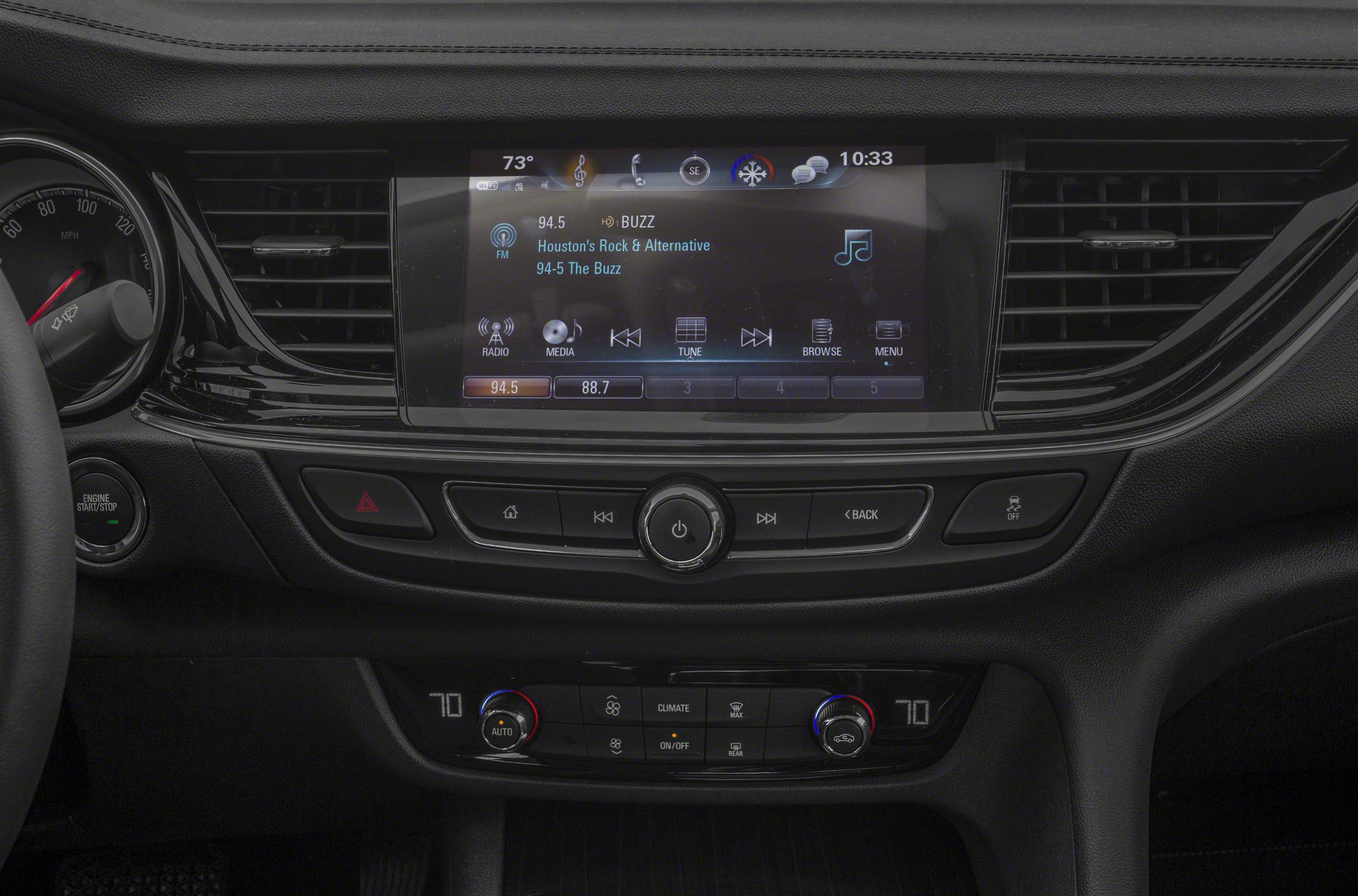 Touchscreen infotainment and dual-zone climate control dashboard