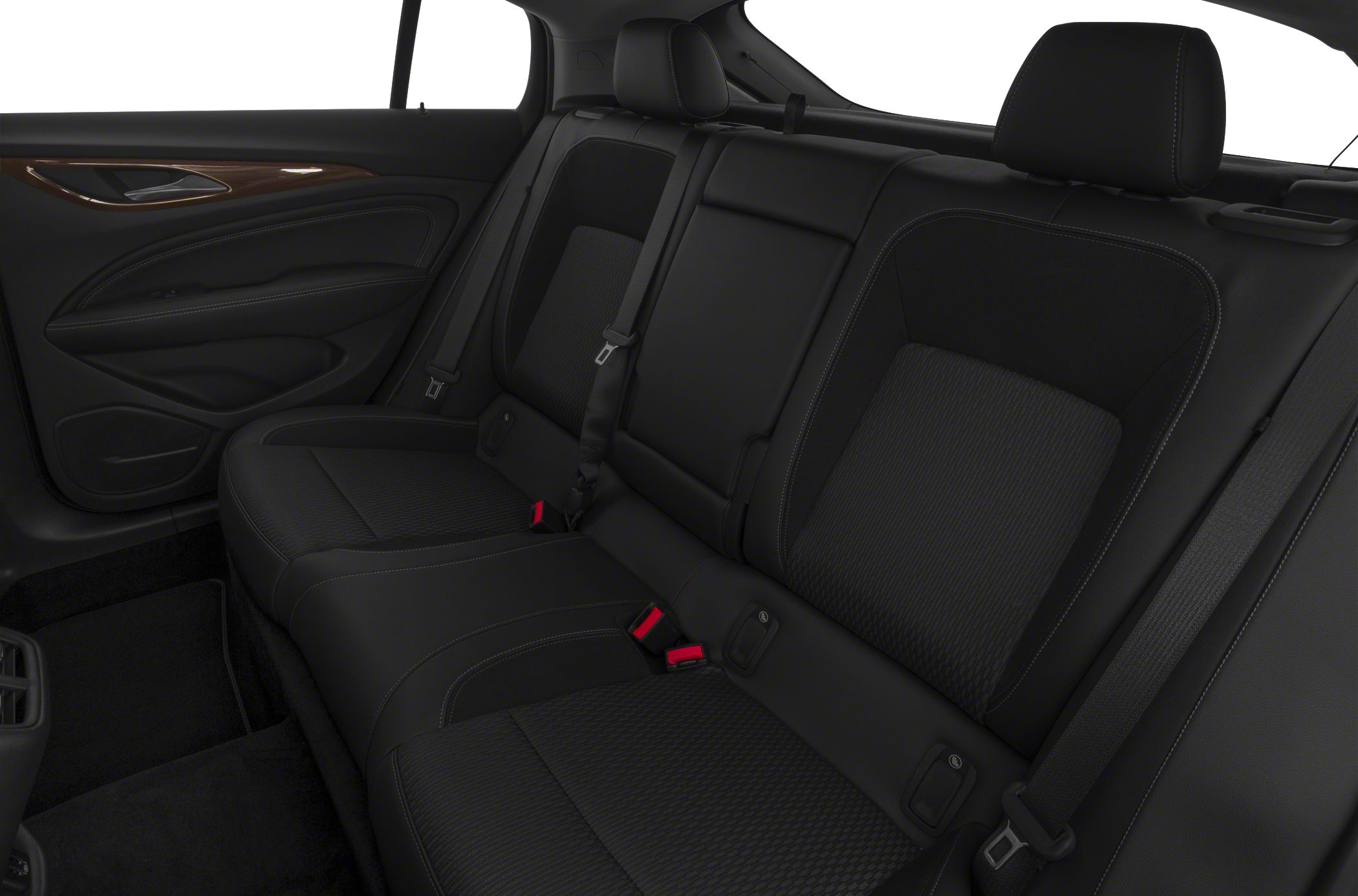 Black leather rear seats with sleek design and seatbelt details