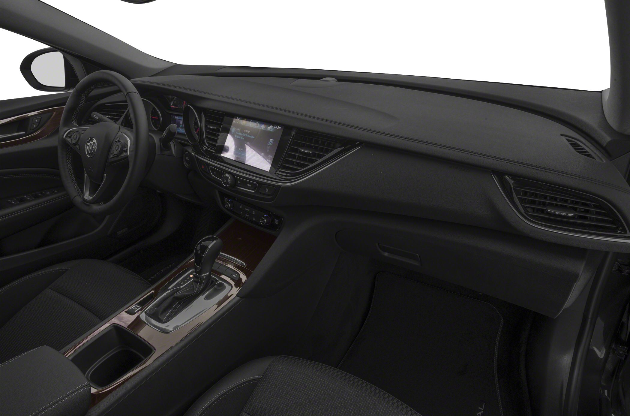 Modern dashboard with infotainment screen and automatic gear shift.