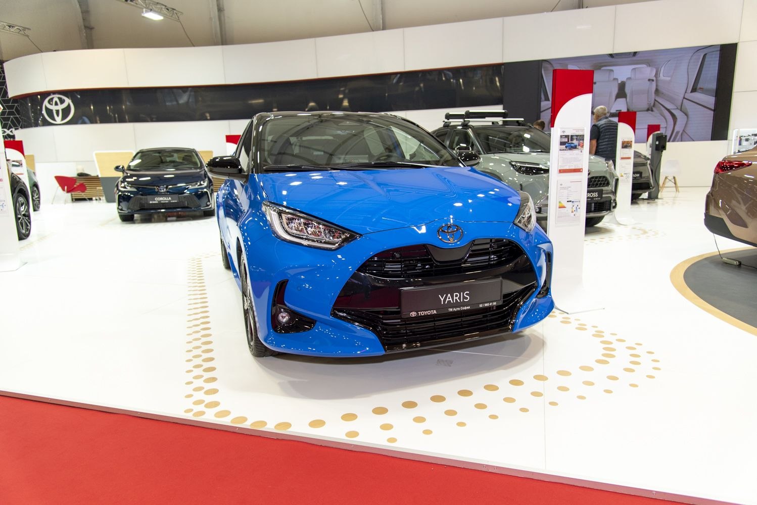 Front view of 2024 Yaris with prominent grille and sleek headlights