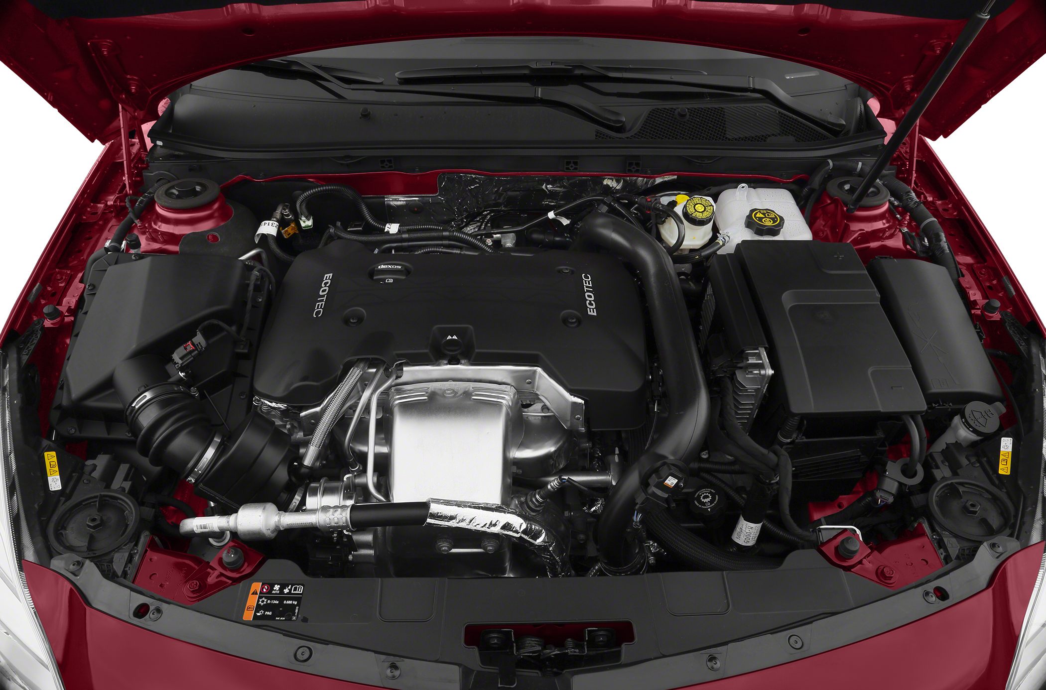 Close-up of a clean engine bay with Ecotec motor and components
