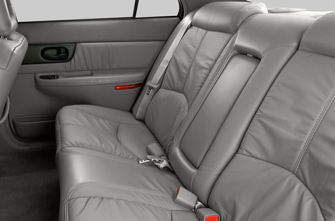 Rear leather seating with seat belts and door panel