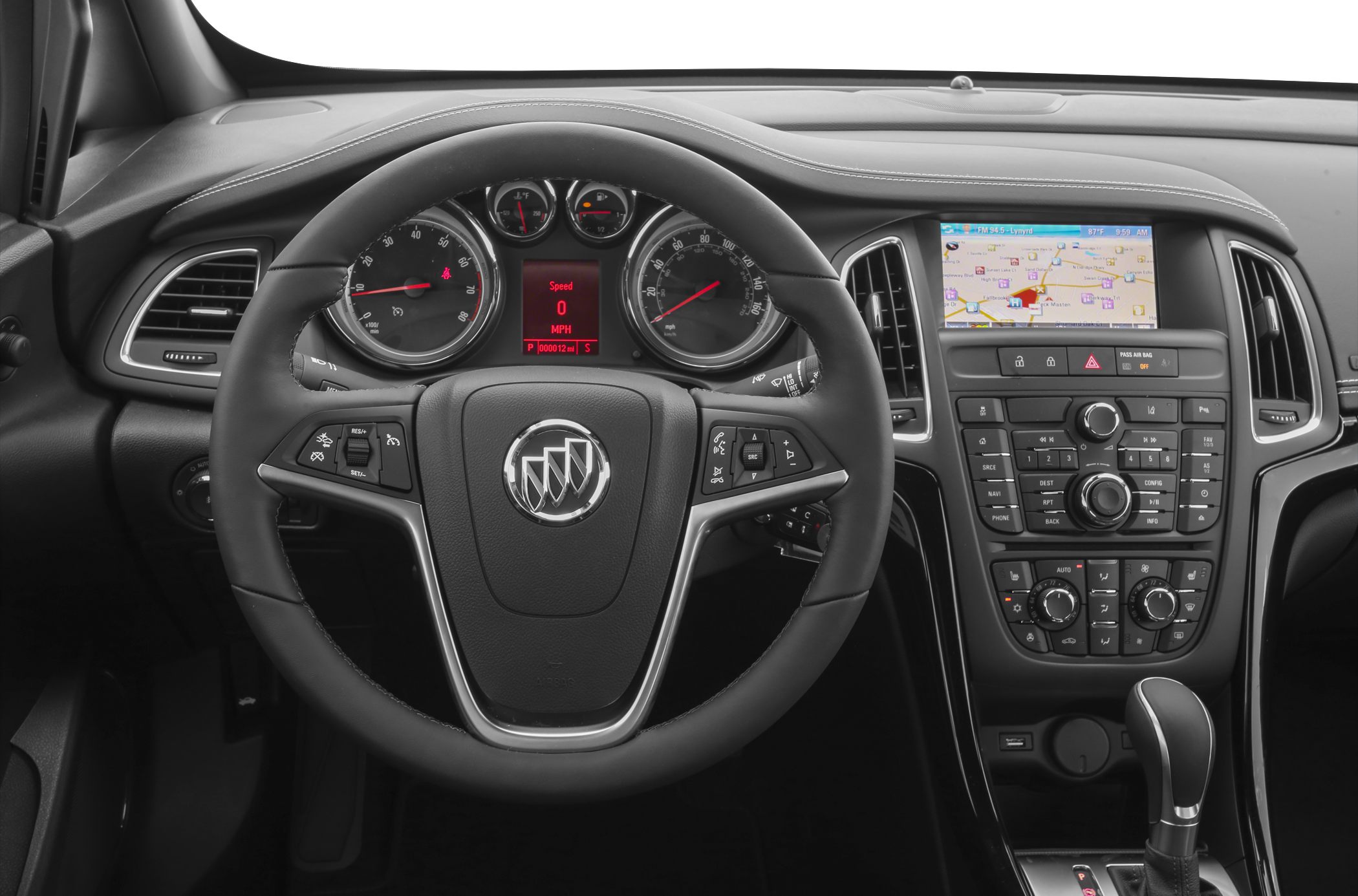 Dashboard with digital display and multifunction steering wheel