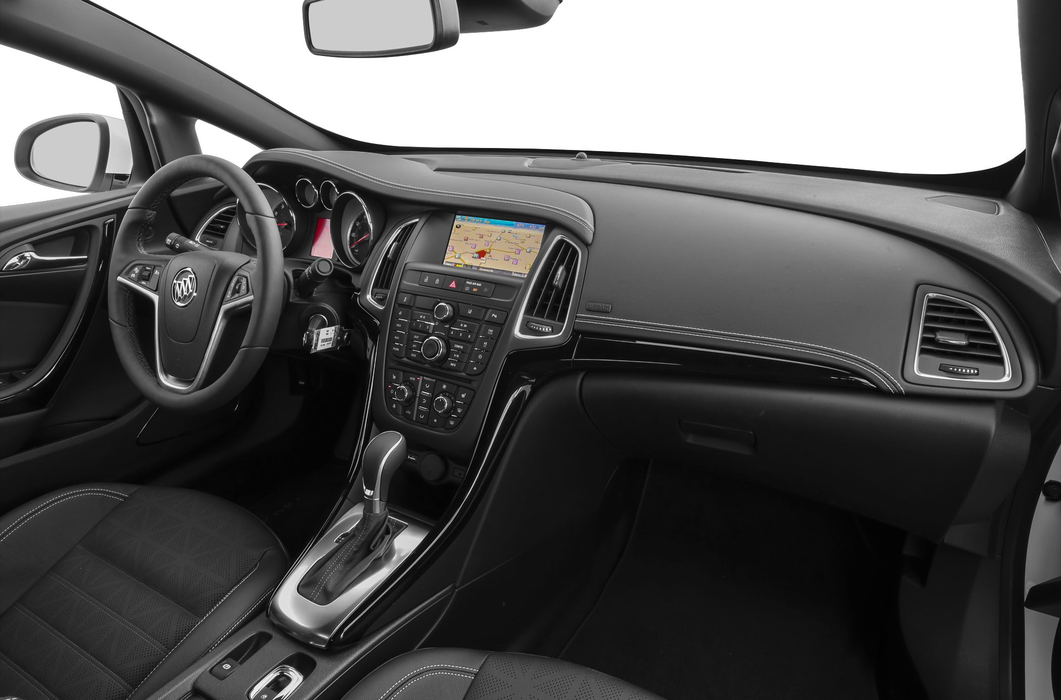 Modern car interior with dashboard and navigation system