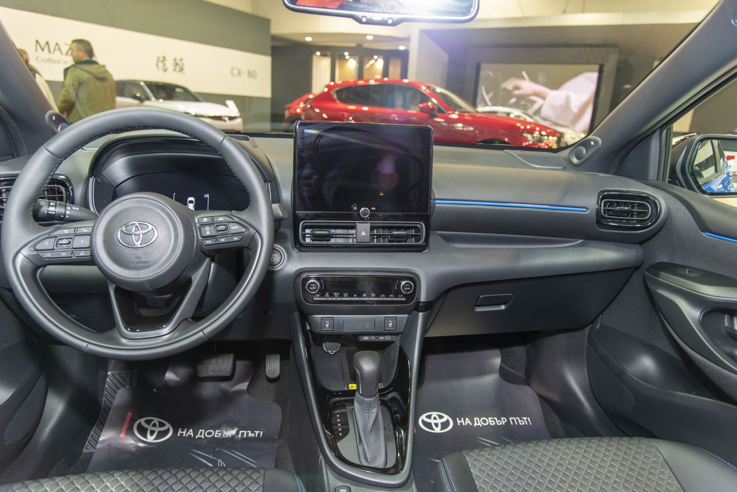Modern dashboard with touchscreen and digital controls