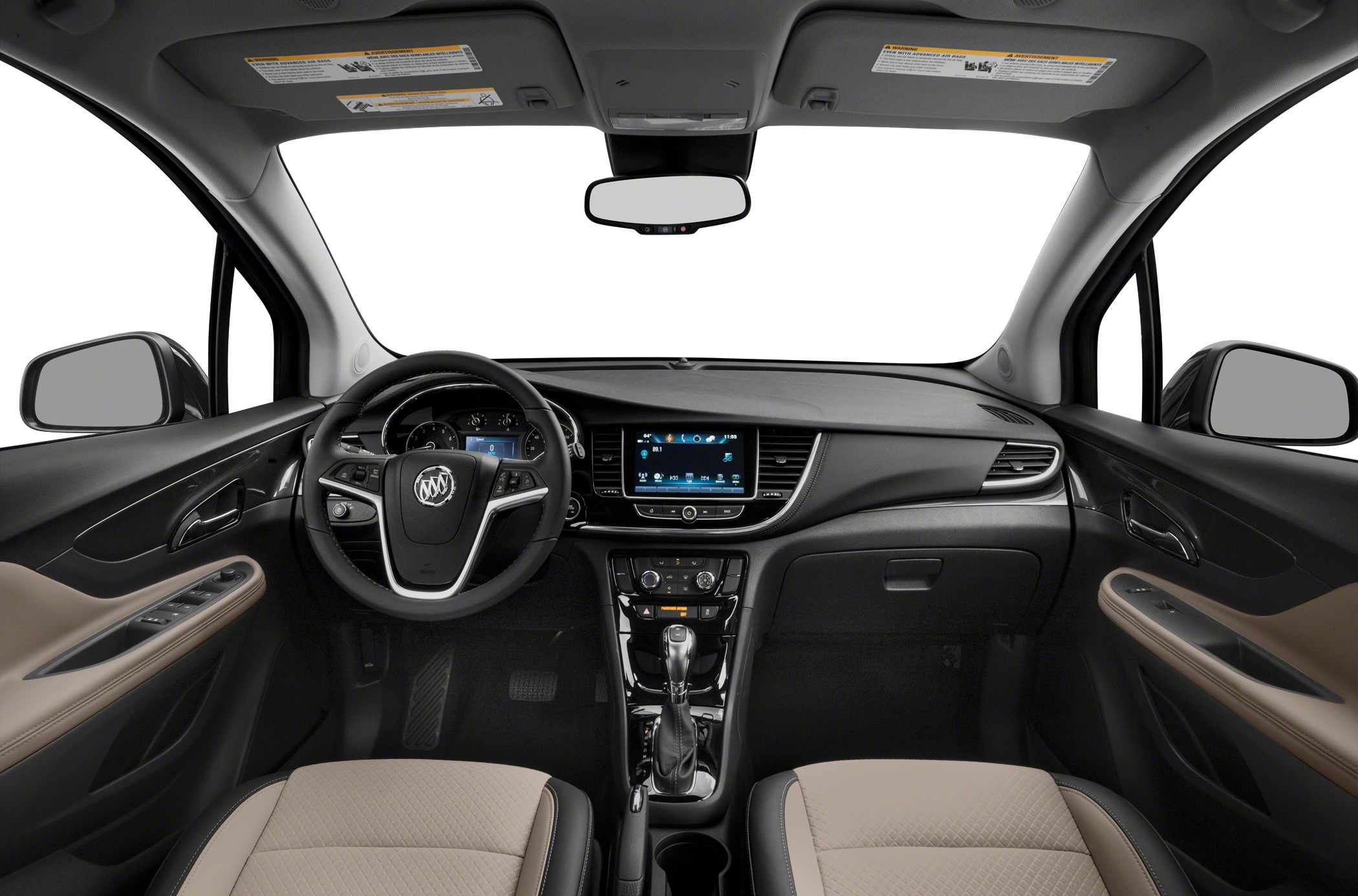 Modern dashboard with touchscreen and ergonomic steering wheel